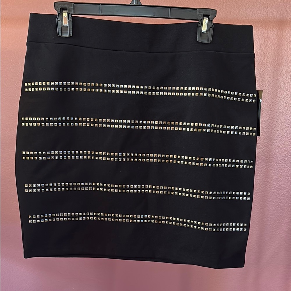 INC International Concepts Black Mini Pencil Skirt with Embellishments